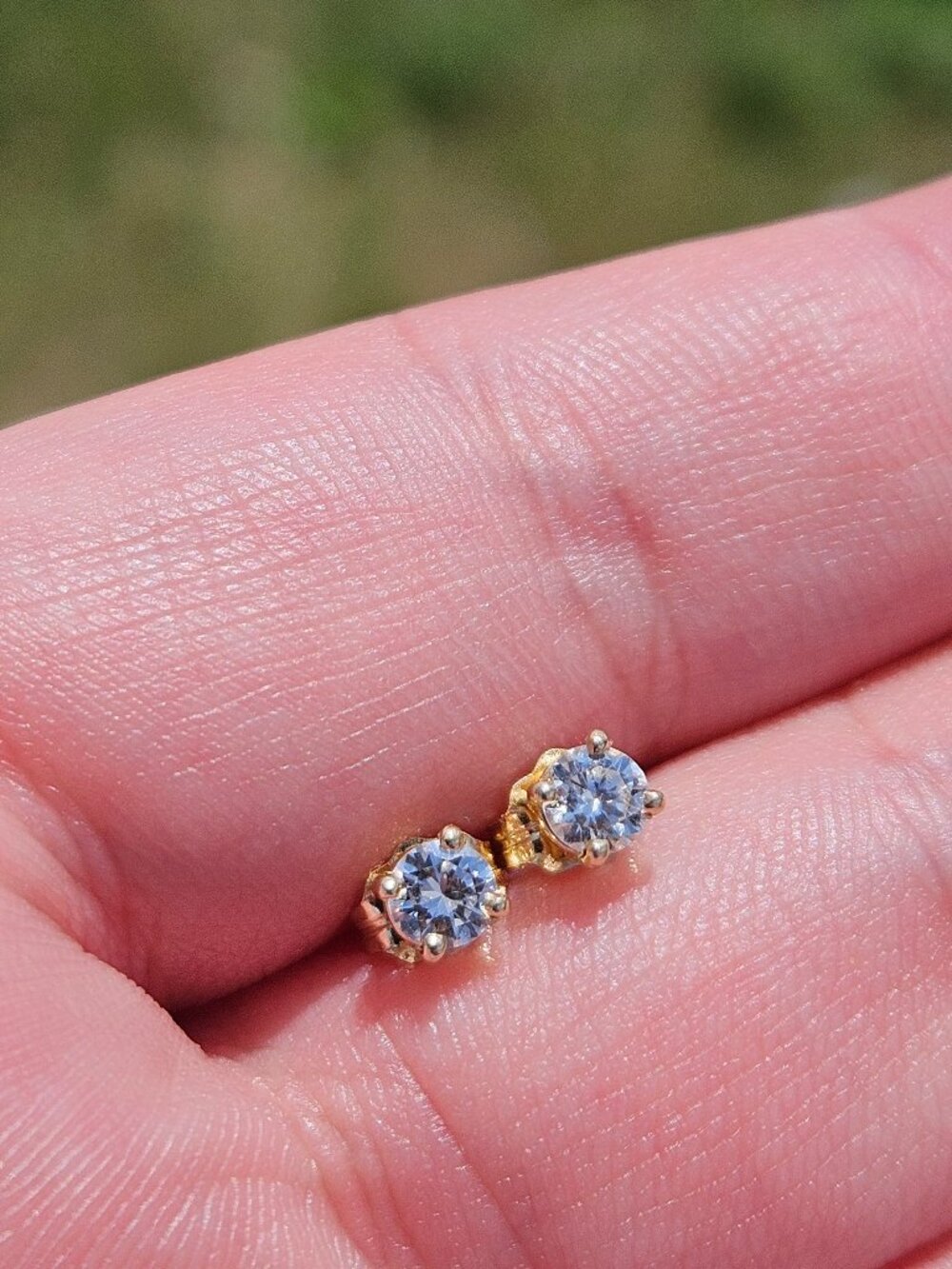 14K Yellow Gold 4 Prong Diamond Stud Earrings 3.5mm